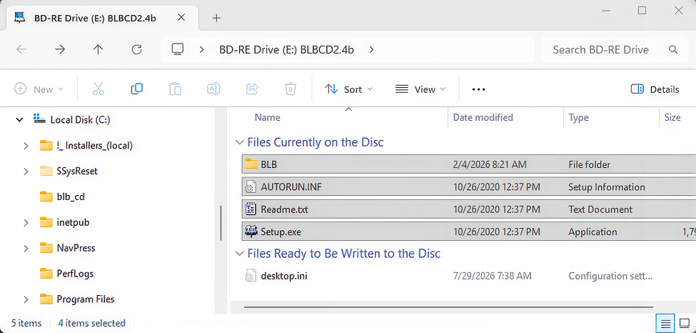 BLB CD files being copied into the blb_cd folder