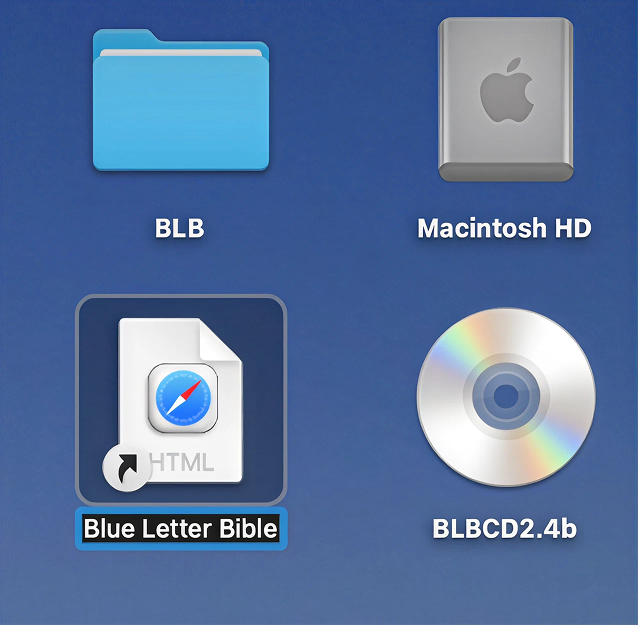 Renamed Blue Letter Bible alias on the macOS desktop