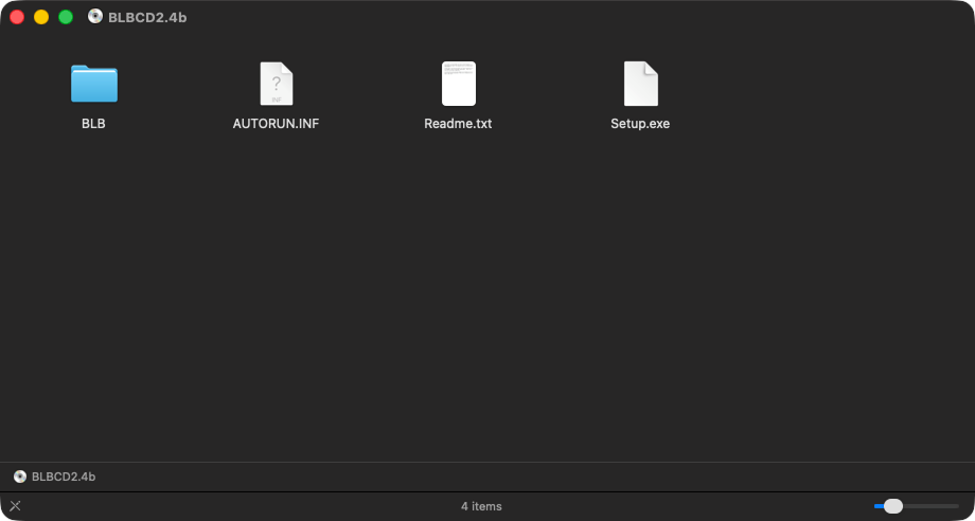 BLB CD contents displayed in a macOS Finder window