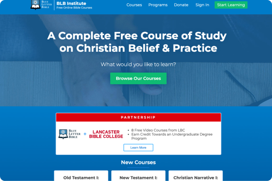 Screenshot of the updated Blue Letter Bible Institute website on Study.Bible
