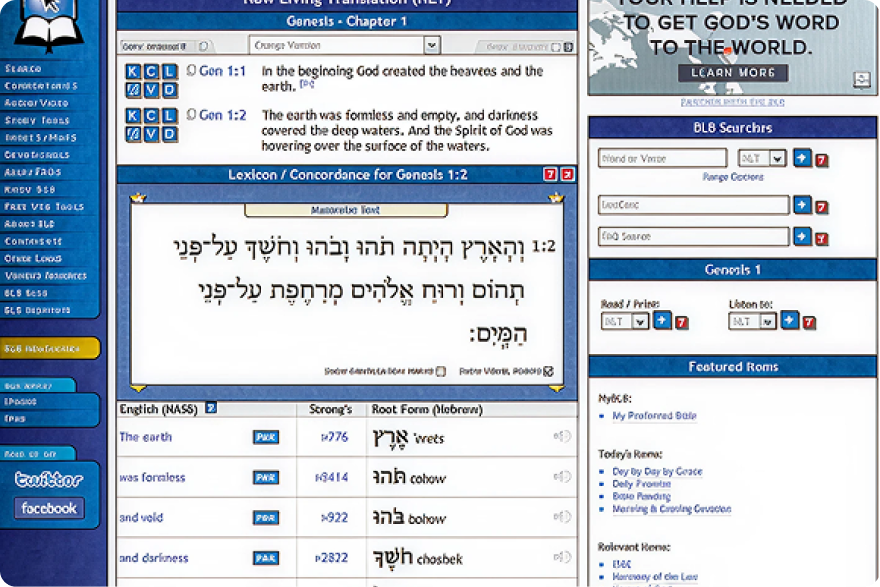 Screenshot of a Genesis chapter page in the Blue Letter Bible Classic interface
